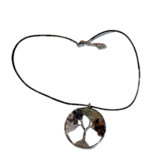 Tree of Life Gemstone Silvertone Setting/Chain in Package, NWOT - Picture 8 of 8
